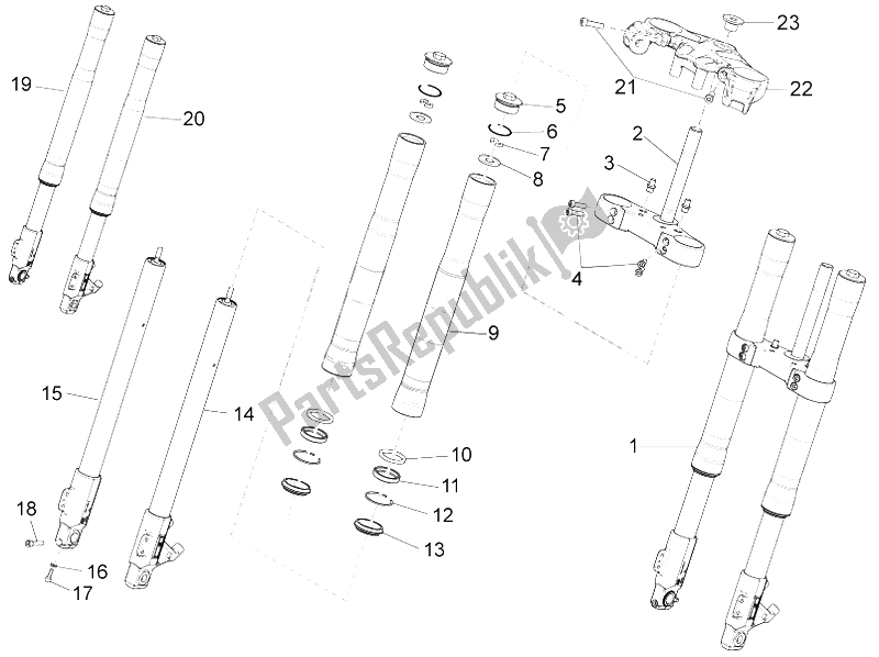 Tutte le parti per il Forcella Anteriore Minxing del Derbi GPR 50 2T 2013