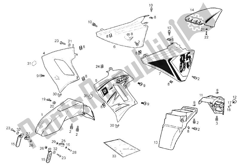 Toutes les pièces pour le Cadre (3) du Derbi Senda 50 SM DRD Racing E2 2 VER 2005