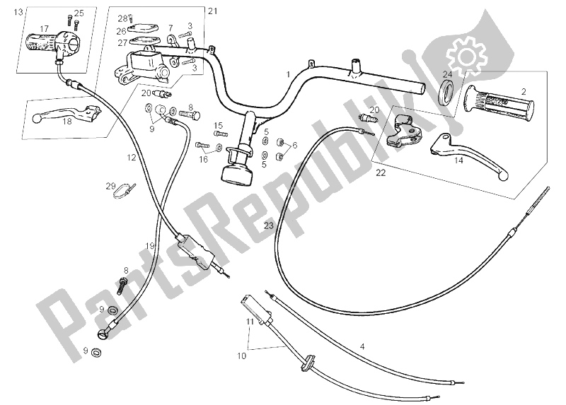 All parts for the Handlebar - Controls of the Derbi Atlantis O2 25 KMH 50 2002