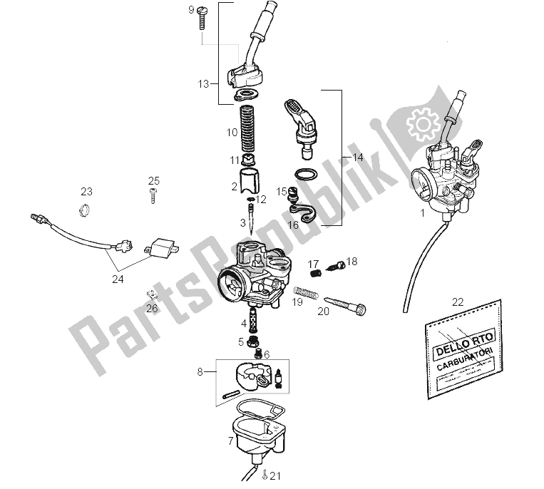 Toutes les pièces pour le Carburateur du Derbi Senda 50 SM X Trem E2 3 Edicion 2006