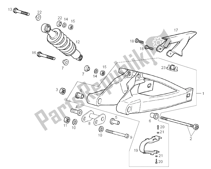 All parts for the Swing Arm - Shock Absorber of the Derbi GPR 50 Nude E2 2006