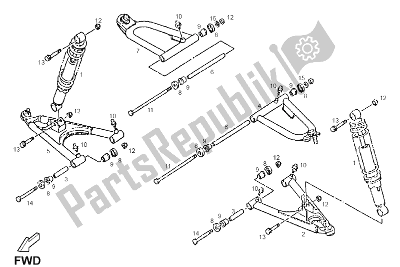 All parts for the Front Shock Absorber of the Derbi DXR 250 CC 2004