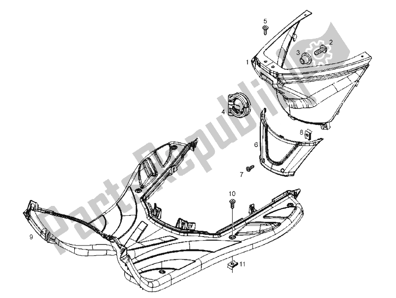 All parts for the Frame (3) of the Derbi Boulevard 125 CC 4T E3 2008