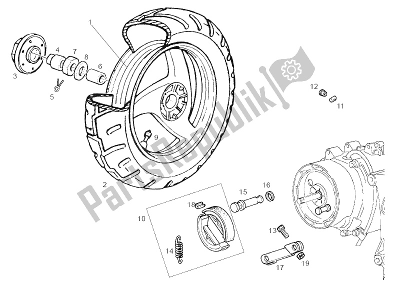 Toutes les pièces pour le Roue Arrière du Derbi Boulevard 125 150 CC E2 2004