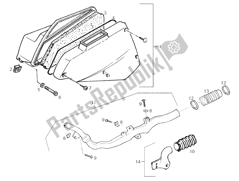 All parts for the Air Filter of the Derbi Boulevard 50 2003