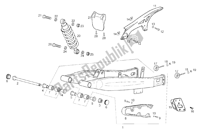 Toutes les pièces pour le Bras Oscillant - Amortisseur du Derbi Mulhacen 125 E3 2007