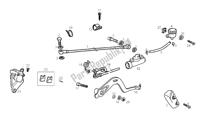 Alle onderdelen voor de Achter Remsysteem van de Derbi Senda 50 R X Race 2T E2 2010