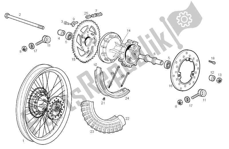 Toutes les pièces pour le Roue Arrière du Derbi Senda 50 R Racer E1 2003