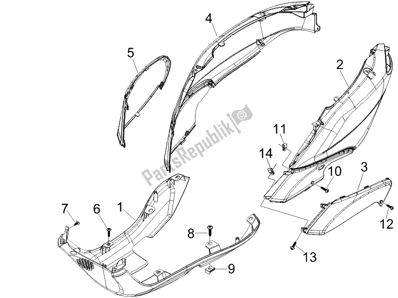 Todas las partes para Cubierta Lateral - Alerón de Derbi Boulevard 100 CC 4T 2010