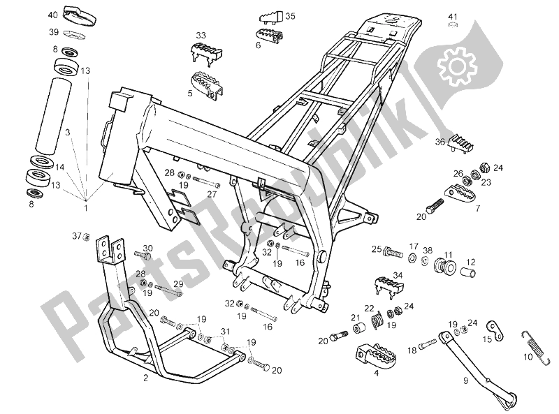 All parts for the Central Stand of the Derbi Senda 125 R 4T E2 Y 2004