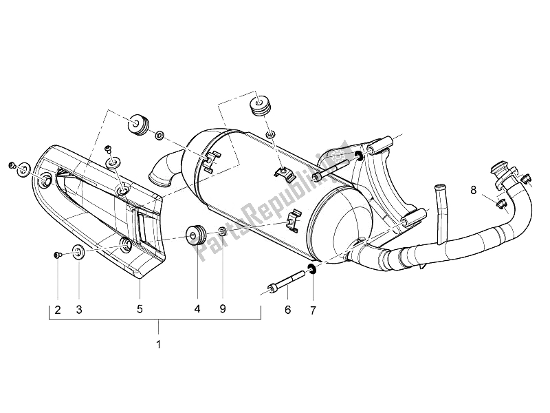 All parts for the Silencer of the Derbi Atlantis 50 2T Bullet 2010