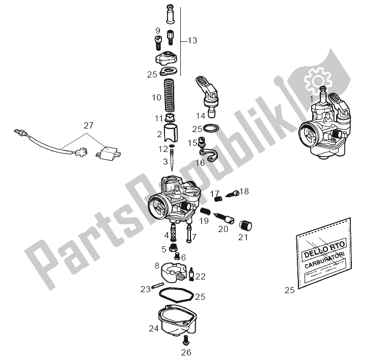 Todas las partes para Carburador de Derbi Senda 50 SM X Trem 2A Edicion 2002