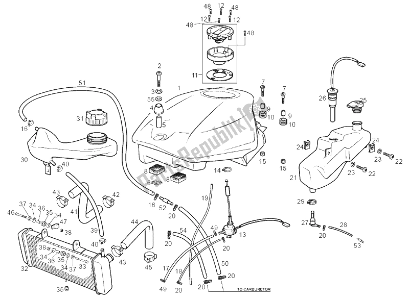 Todas las partes para Tanque de Derbi GPR 50 Replica R E2 3 VER 2006