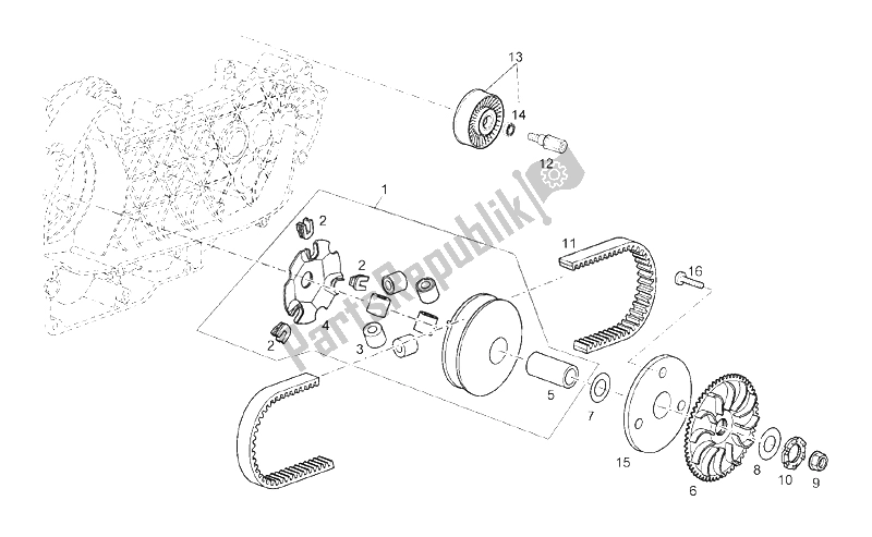 Toutes les pièces pour le Variateur du Derbi Rambla 125 CC 250 E3 2007