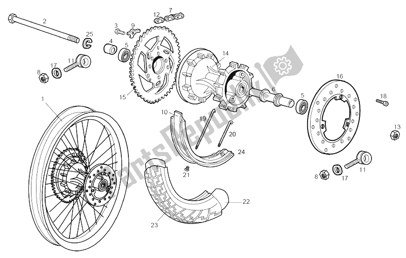 Toutes les pièces pour le Roue Arrière du Derbi Senda 50 SM Racer 2002