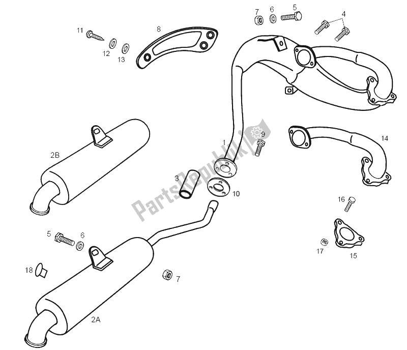 All parts for the Exhaust Unit of the Derbi Senda 50 R DRD 2A Edicion 2003