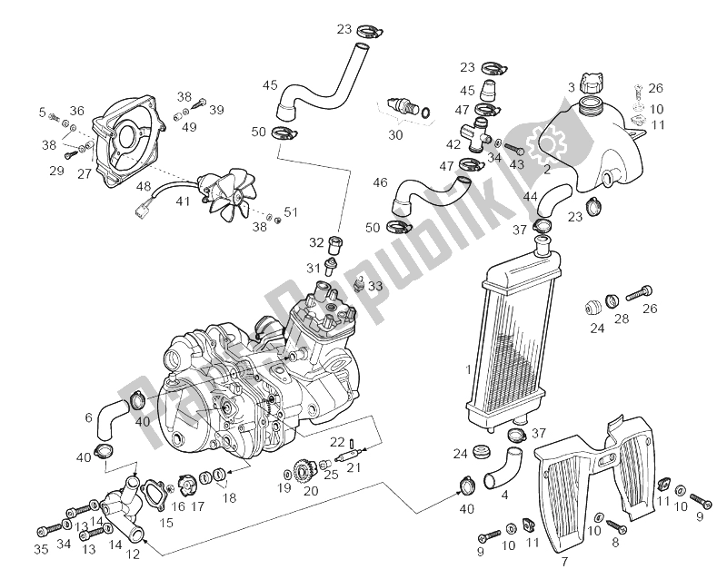 Todas las partes para Sistema De Refrigeración de Derbi Senda 50 R Racer 2002