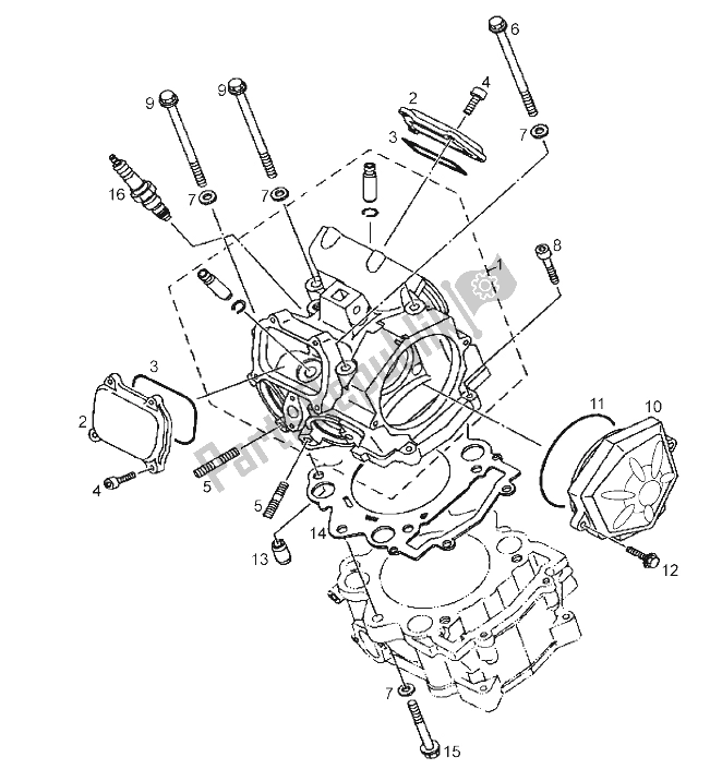 All parts for the Cylinder Head of the Derbi Mulhacen 659 E2 E3 2006