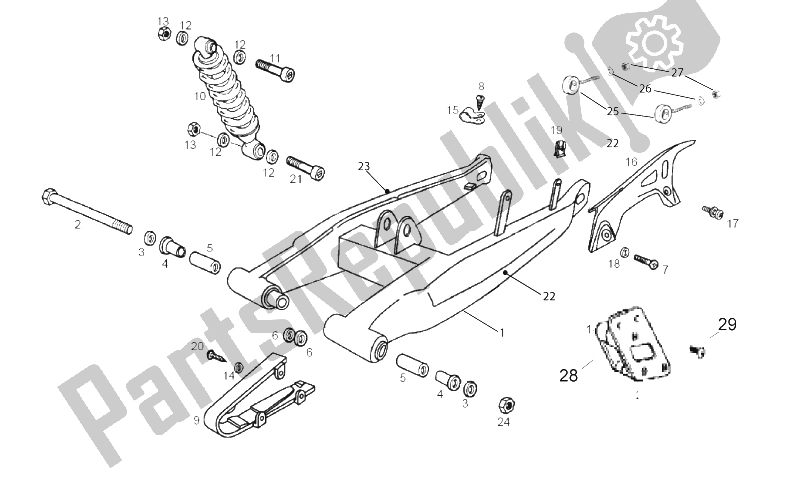 Alle onderdelen voor de Zwenkarm - Schokdemper van de Derbi Senda 50 SM DRD 2T E2 LTD Edition 2012
