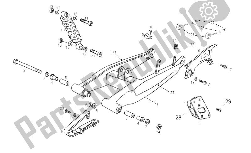 All parts for the Swing Arm - Shock Absorber of the Derbi Senda 50 SM DRD 2T E2 LTD Edition 2012