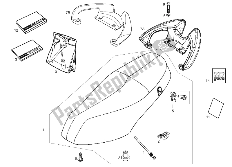 All parts for the Two-seat Saddle of the Derbi Boulevard 125 CC 4T E3 2008