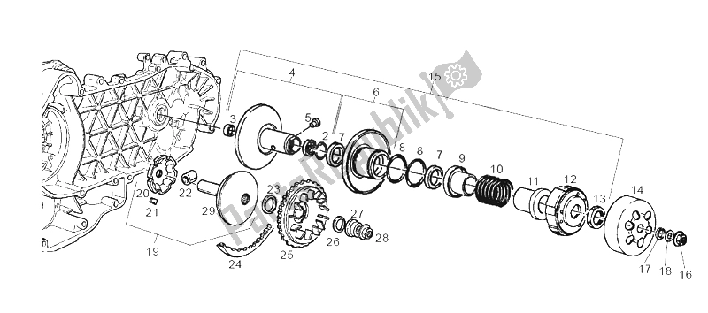 Todas las partes para Variador de Derbi Boulevard 125 150 CC E2 2004