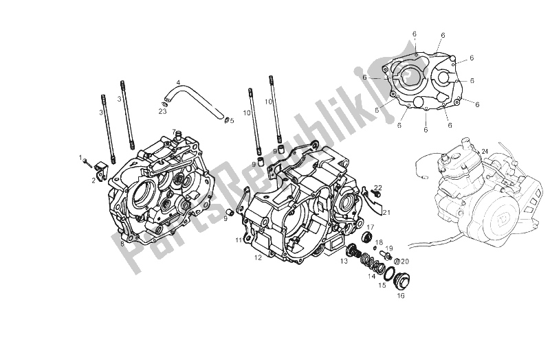 Toutes les pièces pour le Carter I du Derbi Senda 125 SM Baja 4T E3 2010