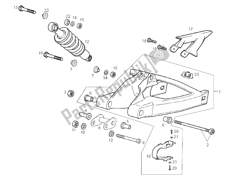 Toutes les pièces pour le Bras Oscillant - Amortisseur du Derbi GPR 50 Replica Pesek E2 2007