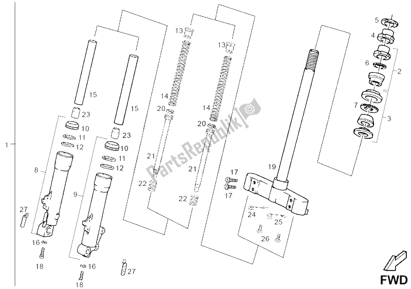 Toutes les pièces pour le Fourche Avant Sebac du Derbi Boulevard 200 CC E2 2005