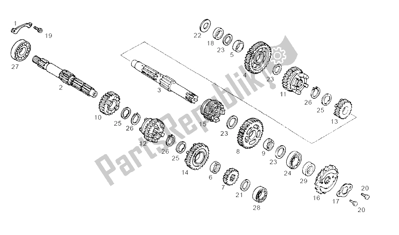 Todas las partes para Transmisión de Derbi Senda 125 R 4T 2004