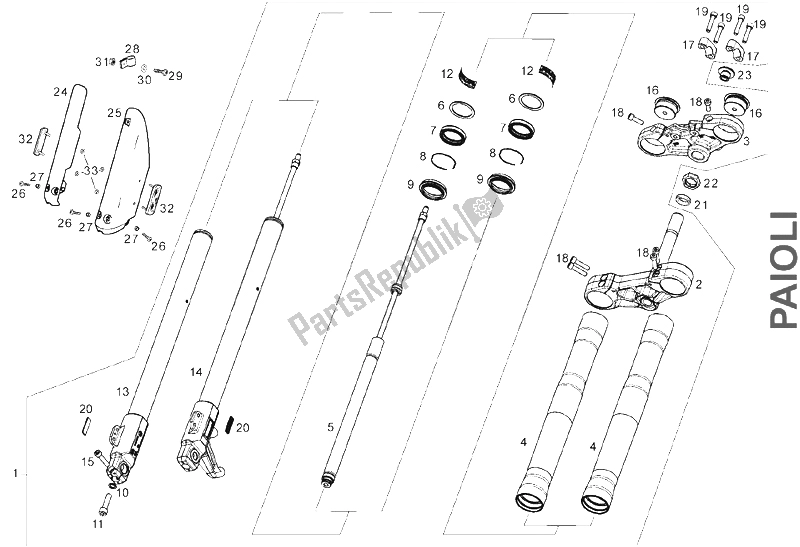 Toutes les pièces pour le Fourche Avant (2) du Derbi Senda 50 SM DRD PRO E2 2005