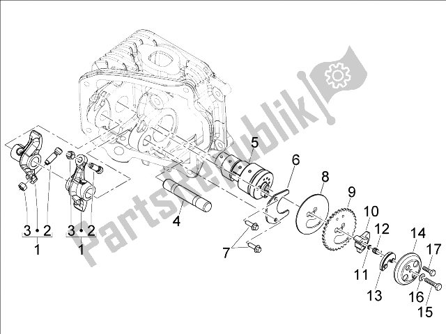 All parts for the Rocking Levers Support Unit of the Derbi Boulevard 150 4T E3 2010