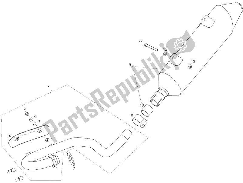 All parts for the Exhaust Pipe of the Derbi Senda 125 R SM DRD Racing 4T E3 2 VER 2009