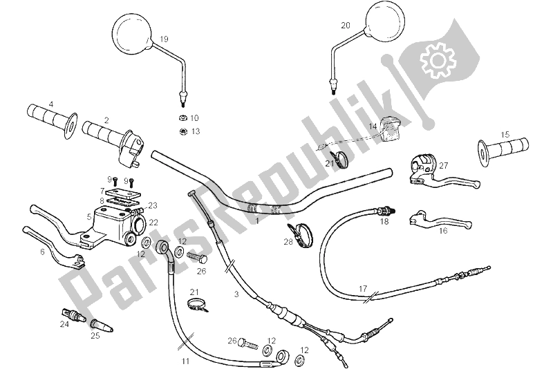 All parts for the Handlebar - Controls of the Derbi Senda 50 SM X Race E2 3 Edicion 2007