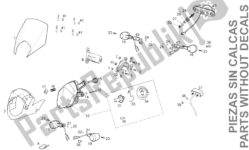 Todas las partes para Luces de Derbi Senda 125 R 4T E2 Baja 2006