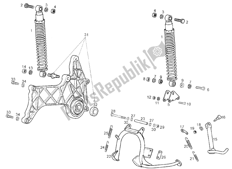 Toutes les pièces pour le Amortisseur du Derbi GP1 LOW Seat 125 CC E3 2 VER 2007