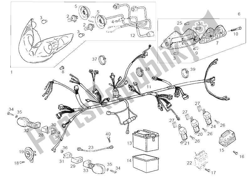 Toutes les pièces pour le Système électrique du Derbi Boulevard 125 150 CC E2 2004