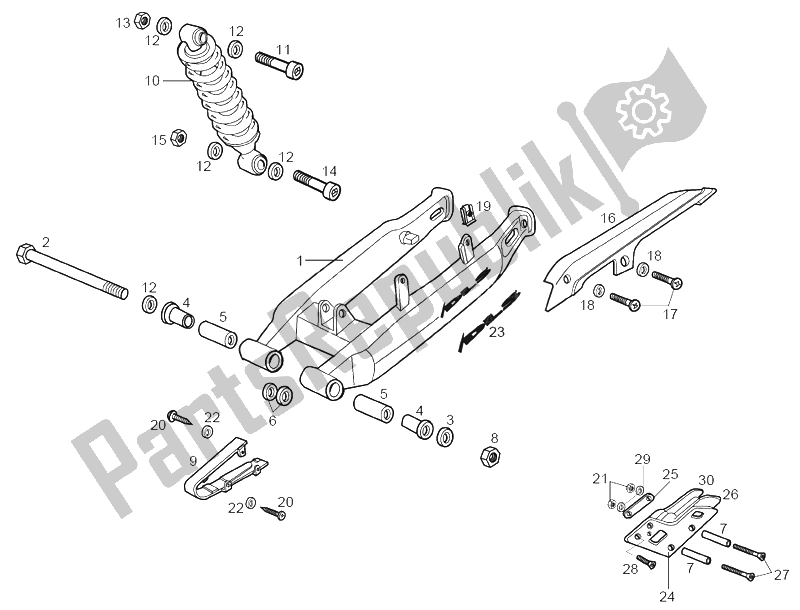 Toutes les pièces pour le Bras Oscillant - Amortisseur du Derbi Senda 50 SM Racer 2002