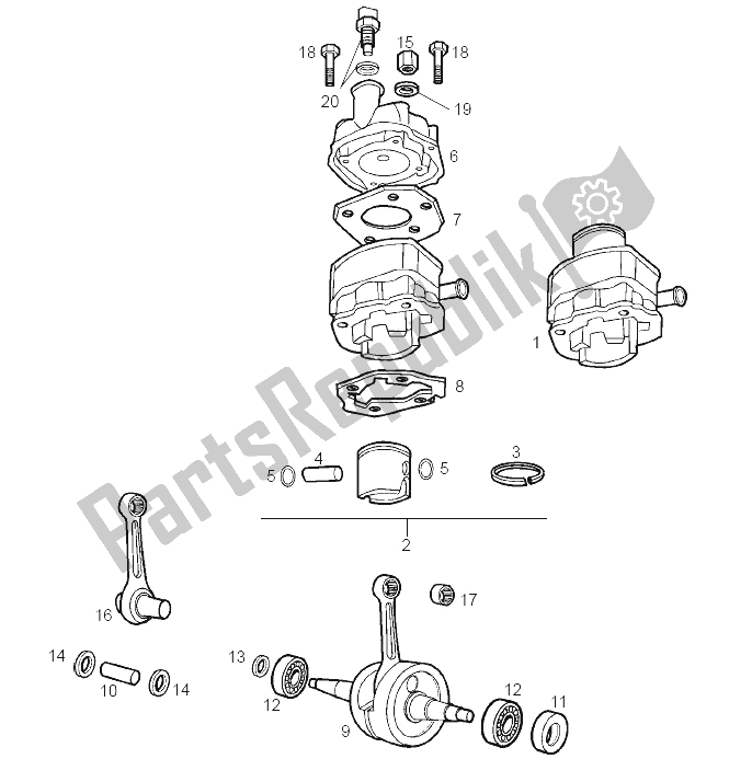 All parts for the Drive Shaft - Cylinder - Piston of the Derbi Senda 50 R DRD Racing LTD Edition E2 2 Edicion 2005