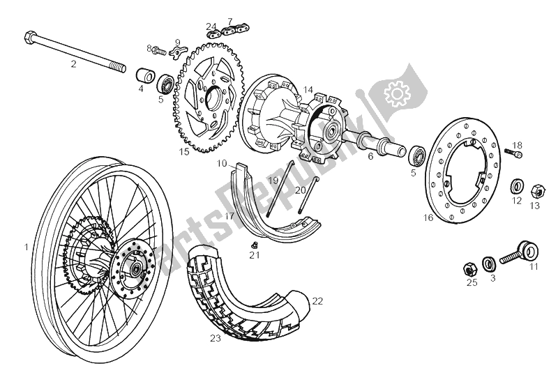 Toutes les pièces pour le Roue Arrière du Derbi Senda 50 SM X Trem 2A Edicion 2003