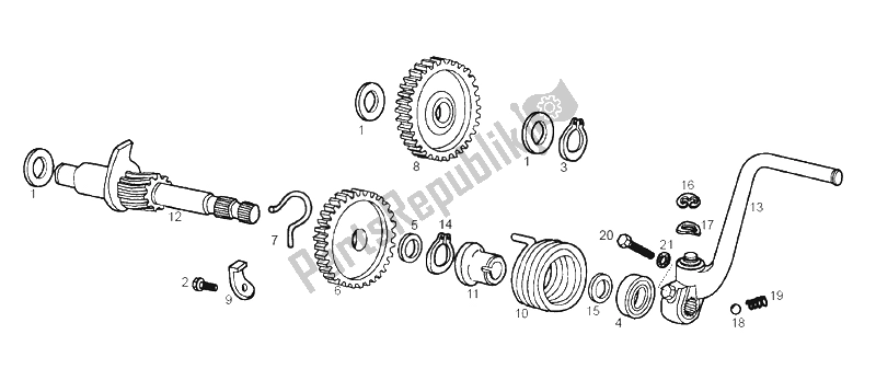 All parts for the Starter Assembly of the Derbi Senda 50 R X Trem E2 2004