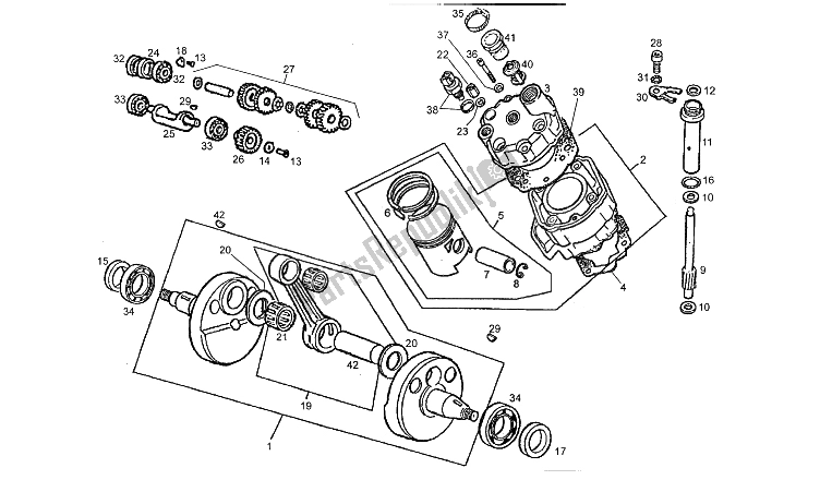 Toutes les pièces pour le Arbre D'entraînement - Cylindre - Piston du Derbi GPR 50 R Export 1997