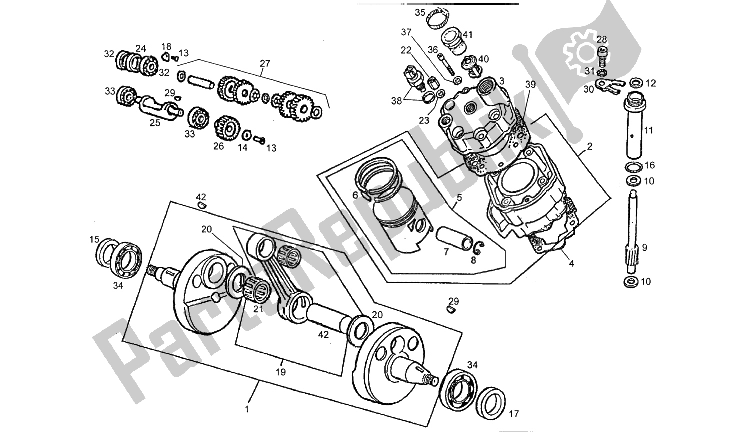 All parts for the Drive Shaft - Cylinder - Piston of the Derbi GPR 50 R Export 1997