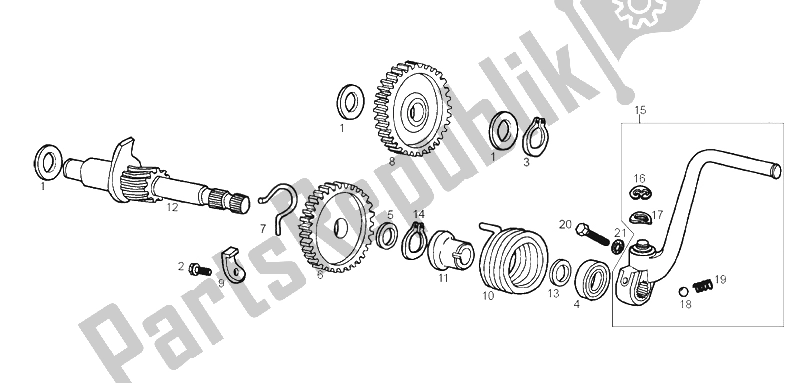 All parts for the Starter Assembly of the Derbi Senda 50 SM DRD Racing LTD Edition E2 2007