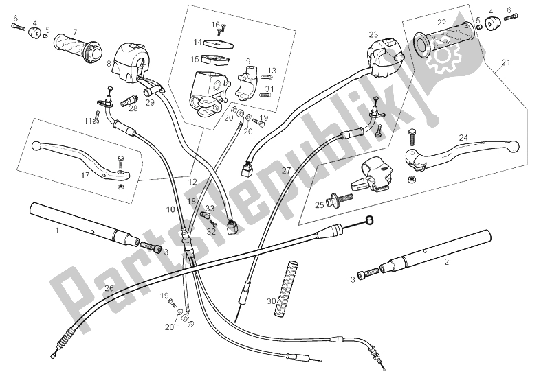 Alle onderdelen voor de Stuur - Controles van de Derbi GPR 50 Racing E2 2 Edicion 2006
