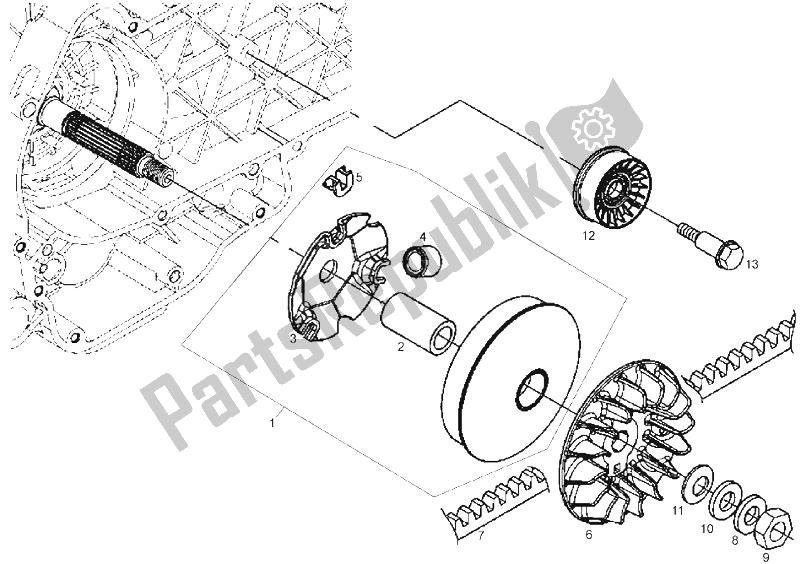 Toutes les pièces pour le Poulie Secondaire du Derbi GP1 LOW Seat 250 CC E3 2 VER 2007