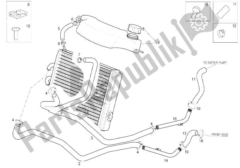 Toutes les pièces pour le Système De Refroidissement du Derbi Rambla 125 CC 250 E3 2007