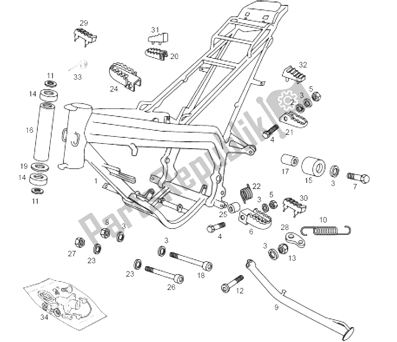 Todas las partes para Soporte Central de Derbi Senda 50 SM DRD Racing E2 3A Edicion 2004