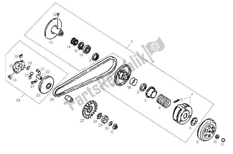 All parts for the Clutch of the Derbi DFW 50 CC E2 2004