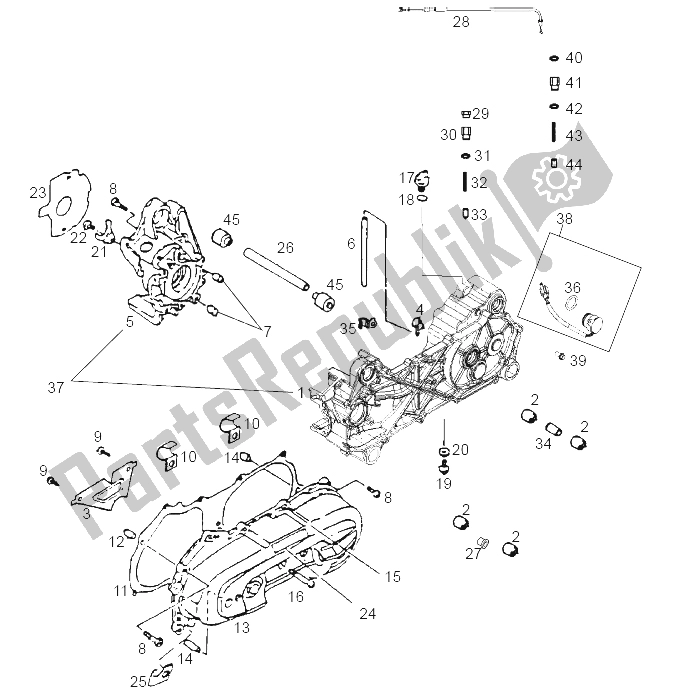 All parts for the Carters (2) of the Derbi DFW 50 CC E2 2005